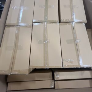 New, elegant white wholesale large platters stacked, ready for bulk table platters shipping.