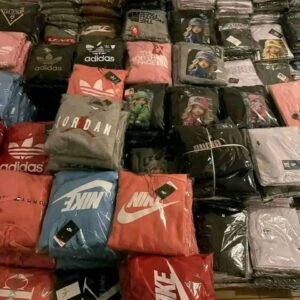 Large sweatshirts pallet containing 600 pieces of men's and women's apparel for wholesale.