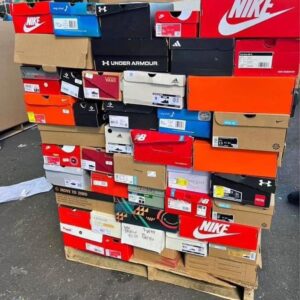 A large pallet of sneakers featuring diverse styles, perfect for wholesale resale.