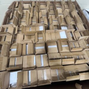 Pallet of new name-brand white wholesale bistro cups, 92% off retail.