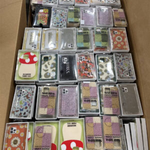 Assorted new name-brand iPhone cases in various colors and styles from phone case pallets