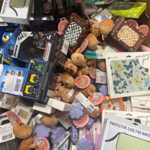 A diverse pallet containing new wholesale tech accessories and electronic gadgets