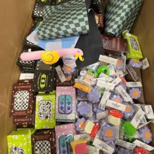 Assorted new name-brand tech accessories liquidation pallet, including cases, chargers, and headphones.