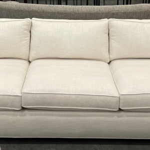 Elegant 92-inch Mitchell Gold + Bob Williams Carson sofa in two-tone performance fabric