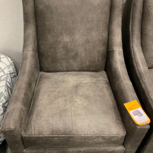 Luxurious Mitchell Gold Bob Williams Cara Leather Chair, a tall full swivel design in rich brown leather.