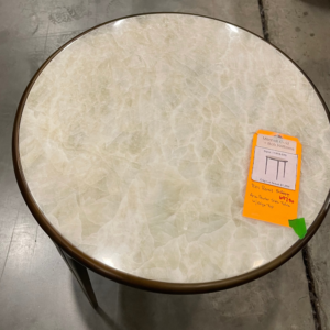 Elegant Mitchell Gold Bob Williams Aria Pewter side table with a polished onyx top