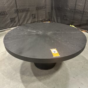 Elegant black Mitchell Gold Bob Williams dining table, round design, 65% off retail