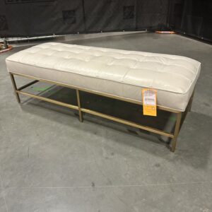 Luxurious Mitchell Gold + Bob Williams bench ottoman with rich leather upholstery
