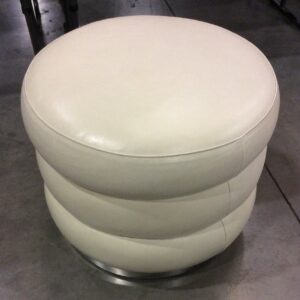 Luxurious Mitchell Gold + Bob Williams Gemma Leather Ottoman in a neutral color