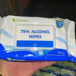 Large pallet stacked with 80 boxes of alcohol wipes, ready for wholesale purchase