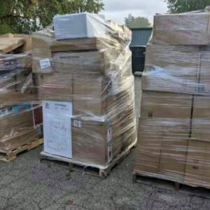 Large AMZ Customer Returns pallet filled with diverse general merchandise