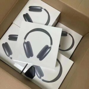 A stack of boxes on an Apple AirPods Max pallets ready for bulk liquidation sales