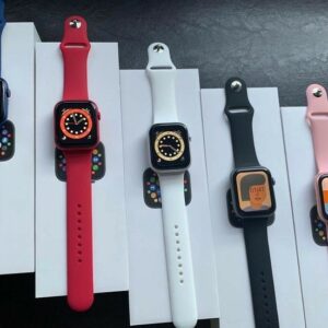 A stack of sealed boxes forming Apple Watch pallets, ready for bulk liquidation sales.