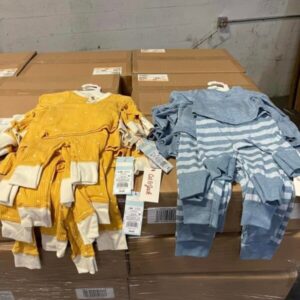 Assorted brand new wholesale clothing pallets for men, women, and children with tags