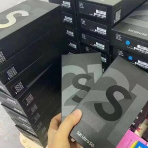 A stacked pallet of 18 brand new, sealed SAMSUNG S21 ULTRA pallets in their retail boxes